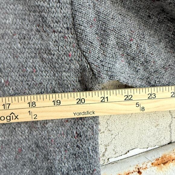 Vtg 80s Sweater Wool Blend Henley Pullover Gray Abstract Grandpacore Academia L - Picture 6 of 7
